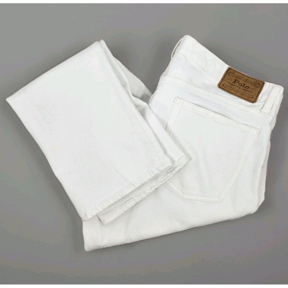 Polo Ralph Lauren Varick Slim Straight Stretch Denim Jeans White Mens 36x31 - Picture 1 of 13